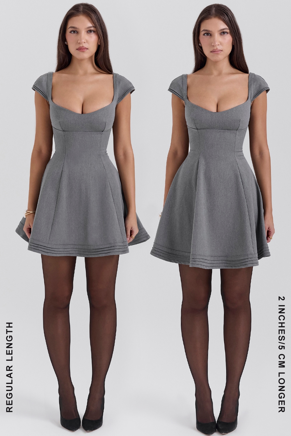 Cheri  French Grey Fitted Mini Dress with Voluminous Skirt — image 8