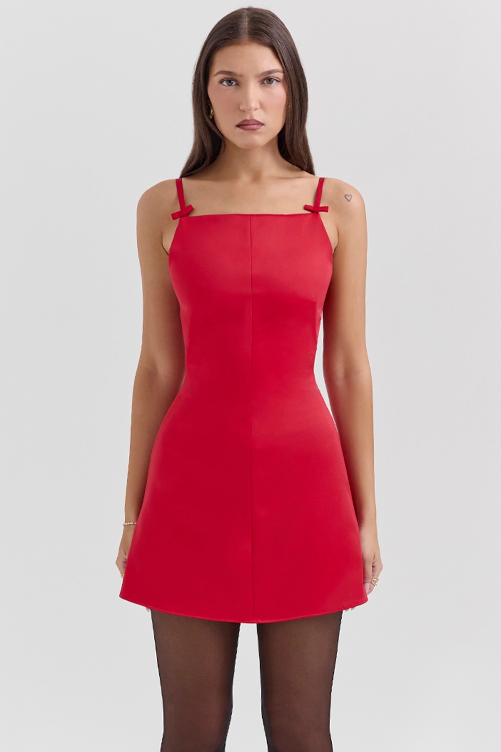 Dainty  Scarlet Square Neck A-Line Mini Dress — image 1