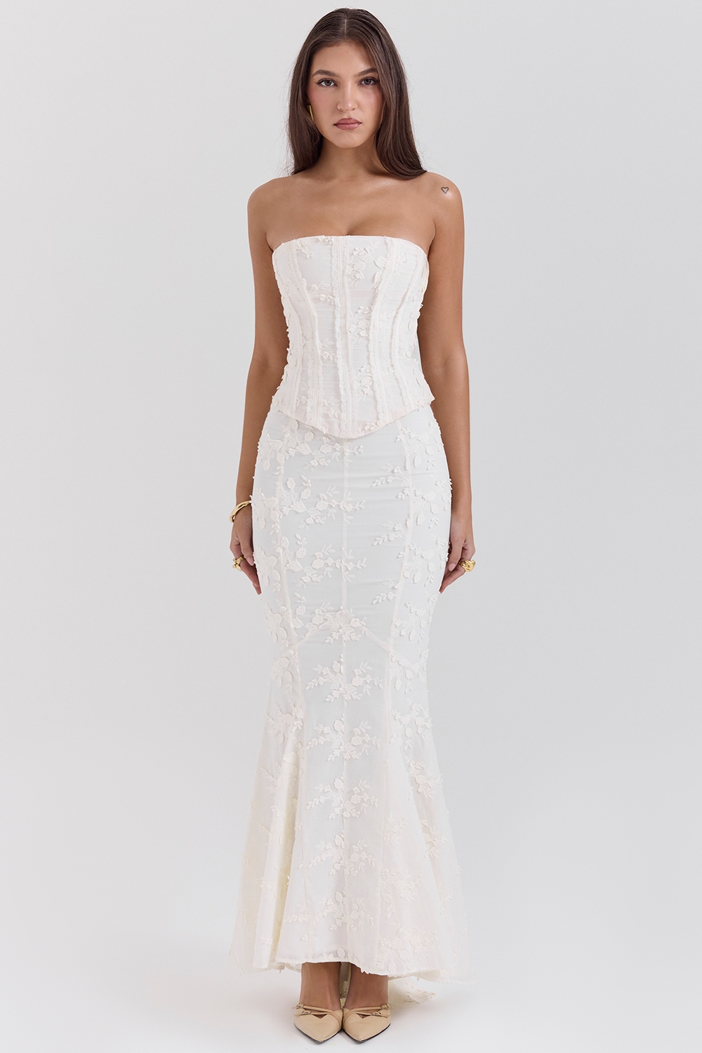 Dakota  Vintage Ivory Embroidered Strapless Corset — image 2