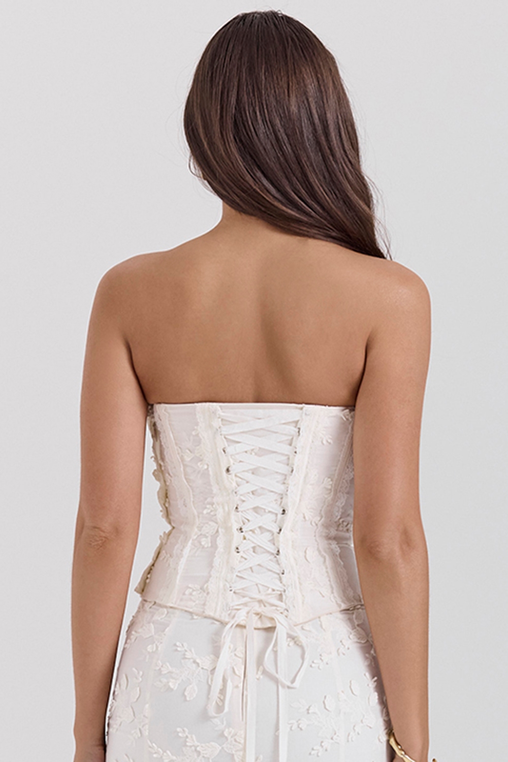 Dakota  Vintage Ivory Embroidered Strapless Corset — image 6