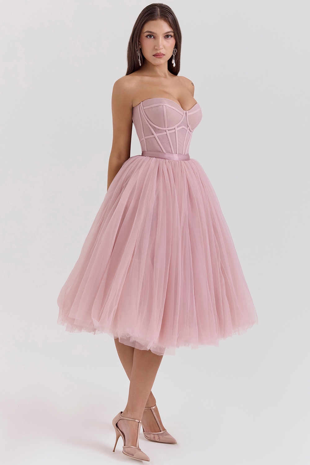 Darling  French Rose Tulle Midi Dress — image 6