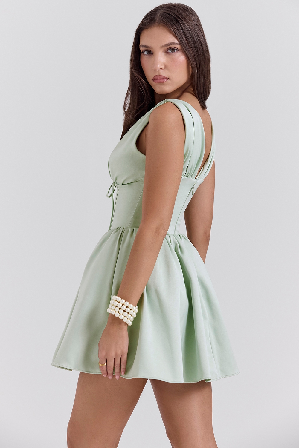 Emmeliette  Pistachio Satin Mini Dress — image 7