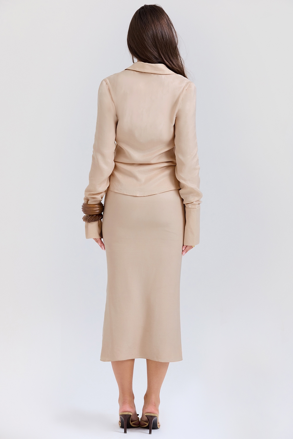 Nevaeh  Almond Plunge Shirt Midi Dress — image 6