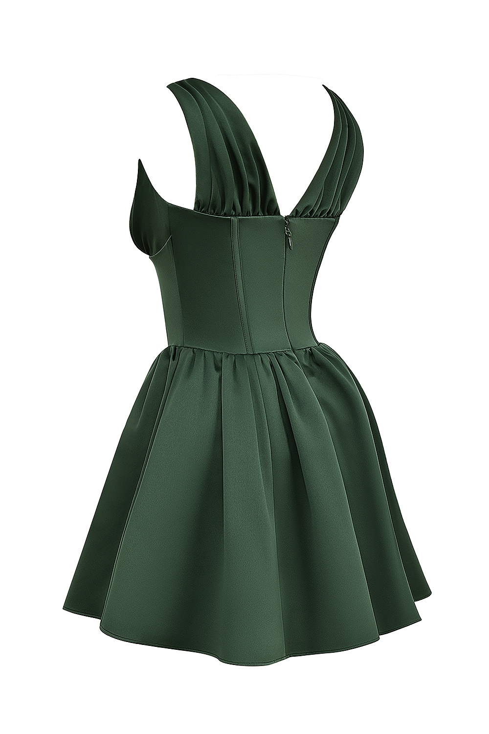 Emmeliette  Forest Green Satin Mini Dress — image 11