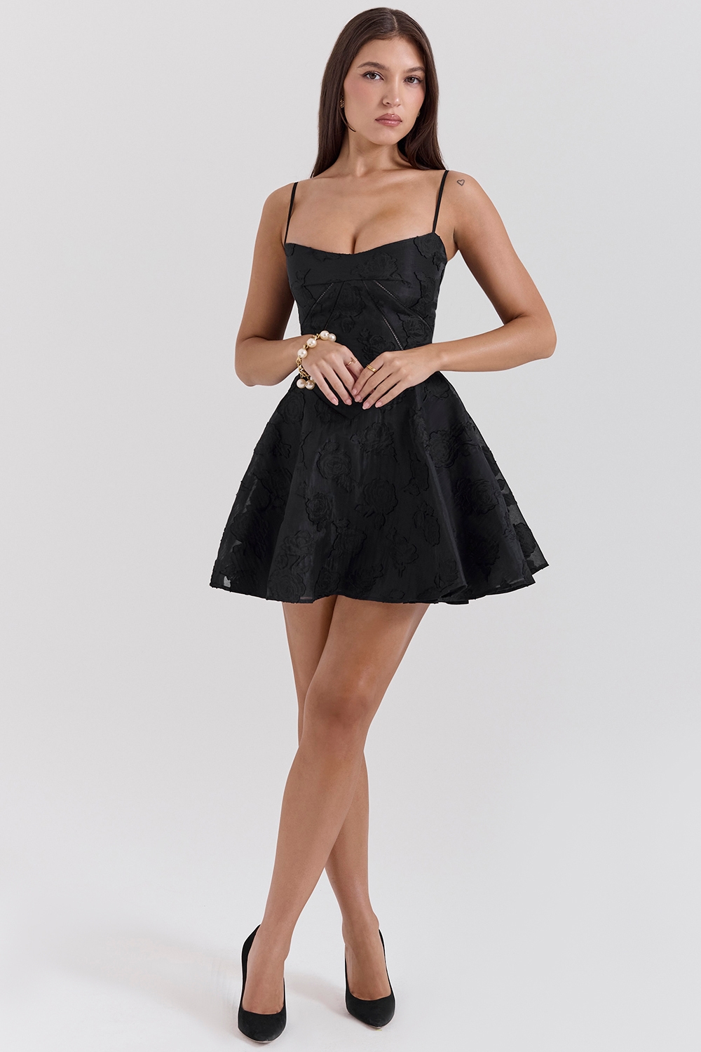Serenita  Black Floral Lace Back Mini Dress — image 2