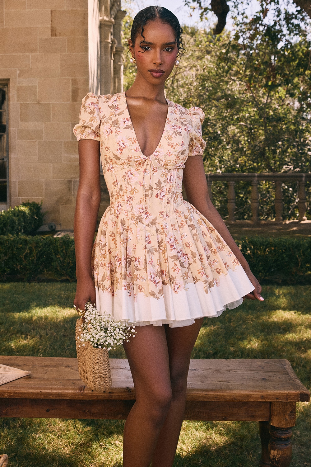 Imani  Honeyflower Print Pleated Cotton Mini Dress — image 2
