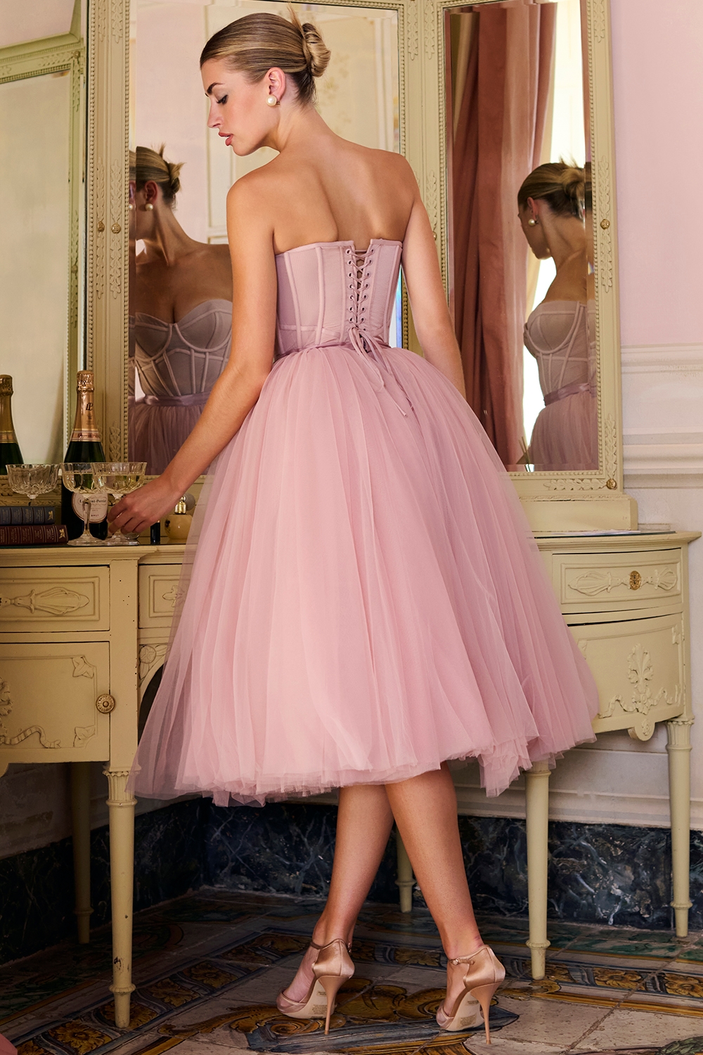 Darling  French Rose Tulle Midi Dress — image 2