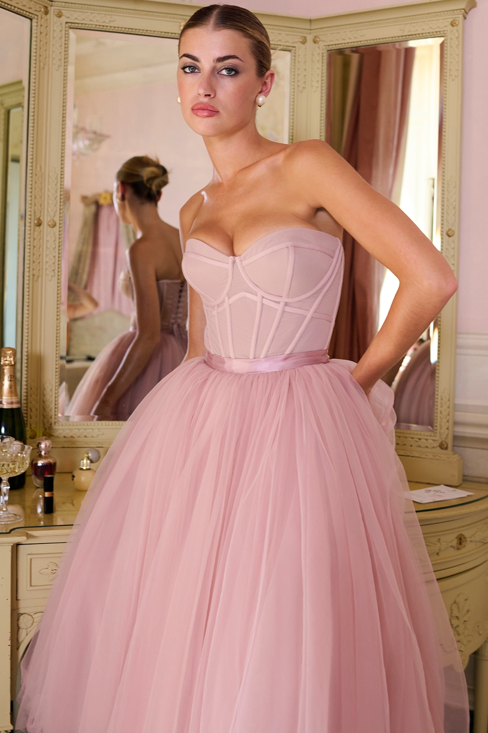 Darling  French Rose Tulle Midi Dress — image 10