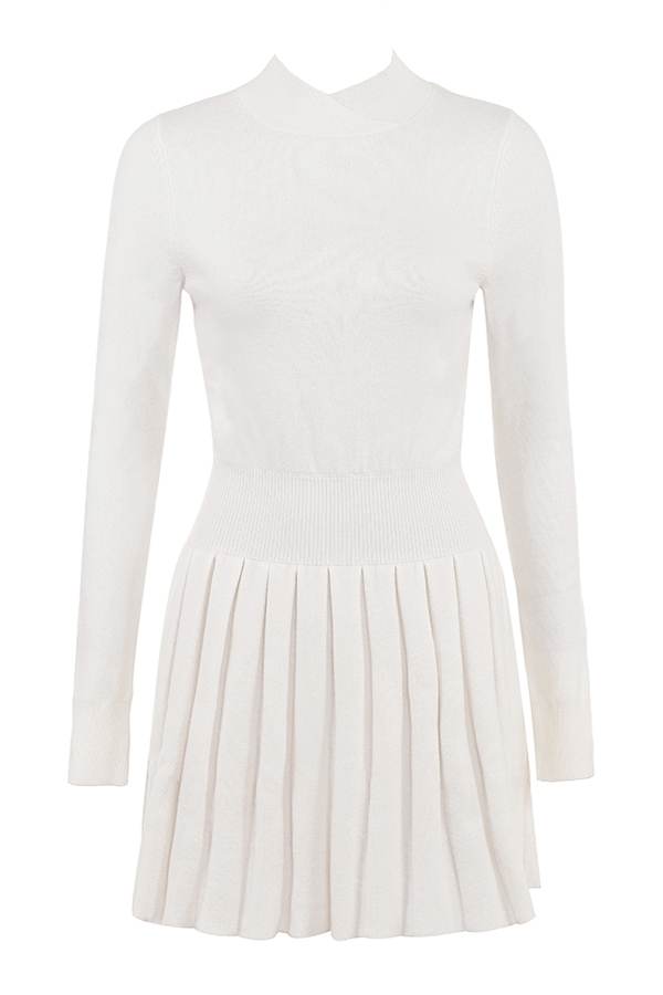 Willow  White Cashmere Blend Pleated Skated Mini Dress — image 8