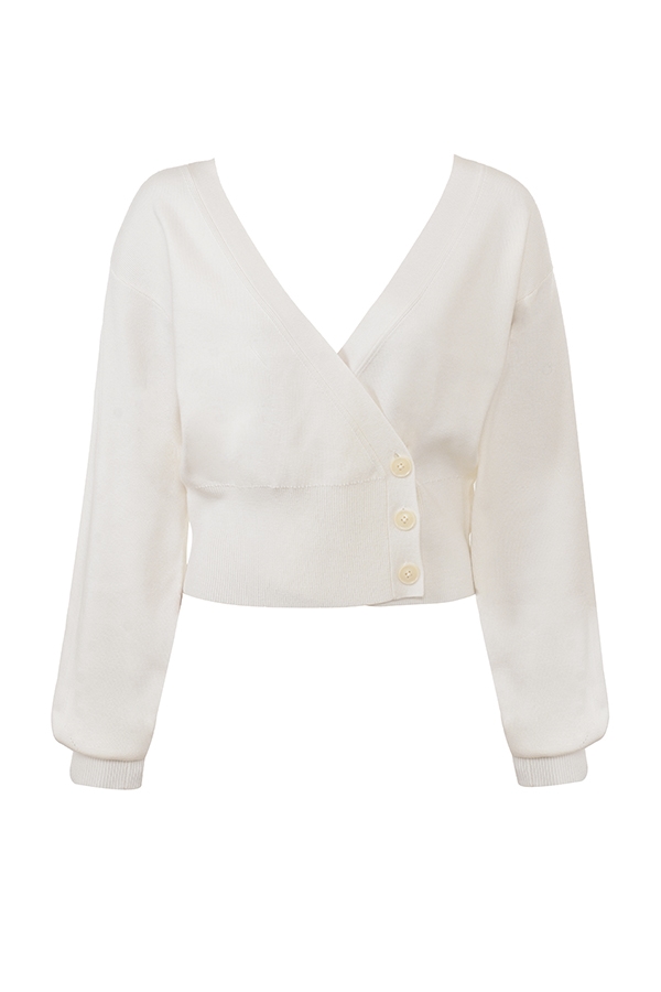Rowan  Ivory Wool Balloon Sleeve Wrap cardigan — image 8