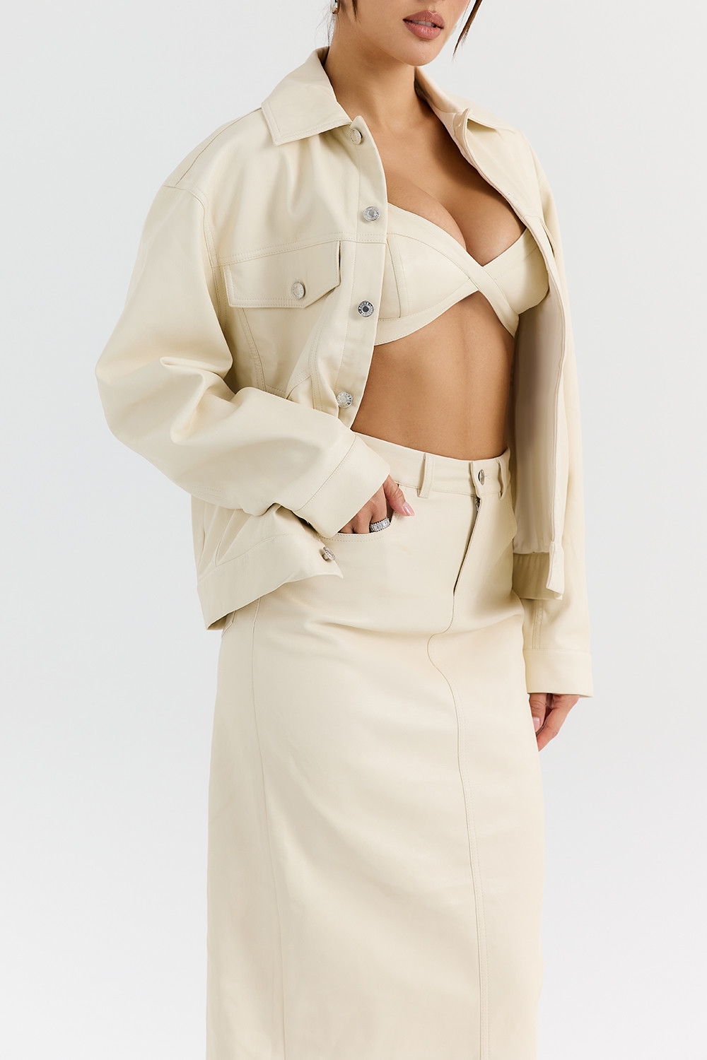 Mistress Rocks Cream Vegan Leather Jacket - SALE — image 7