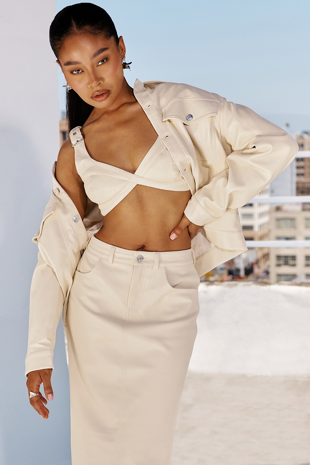 Mistress Rocks Cream Vegan Leather Jacket - SALE — image 9