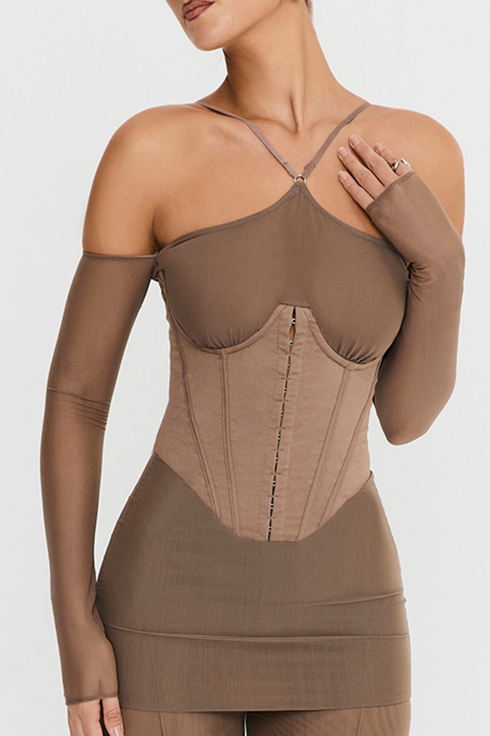 Mistress Rocks Dusty Brown Corset Mini Dress - SALE — image 4