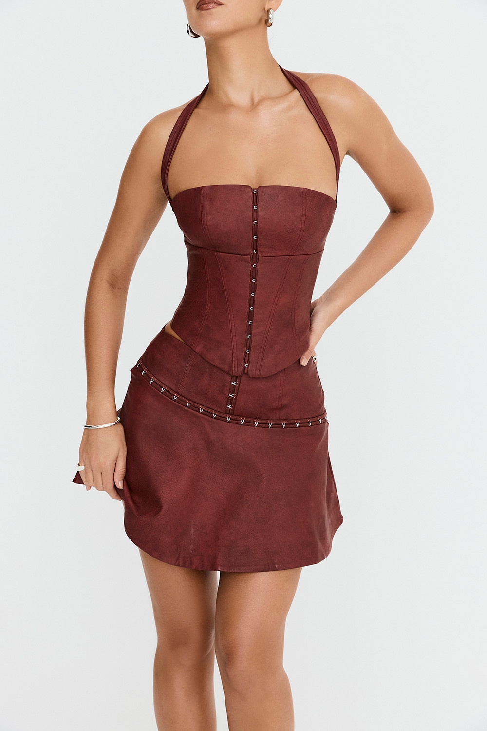 Mistress Rocks Cherry Vegan Leather Halter Corset Top - SALE — image 4