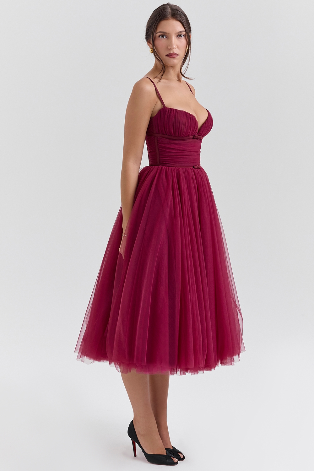 Countess  Cabernet Tulle Midi Dress — image 5