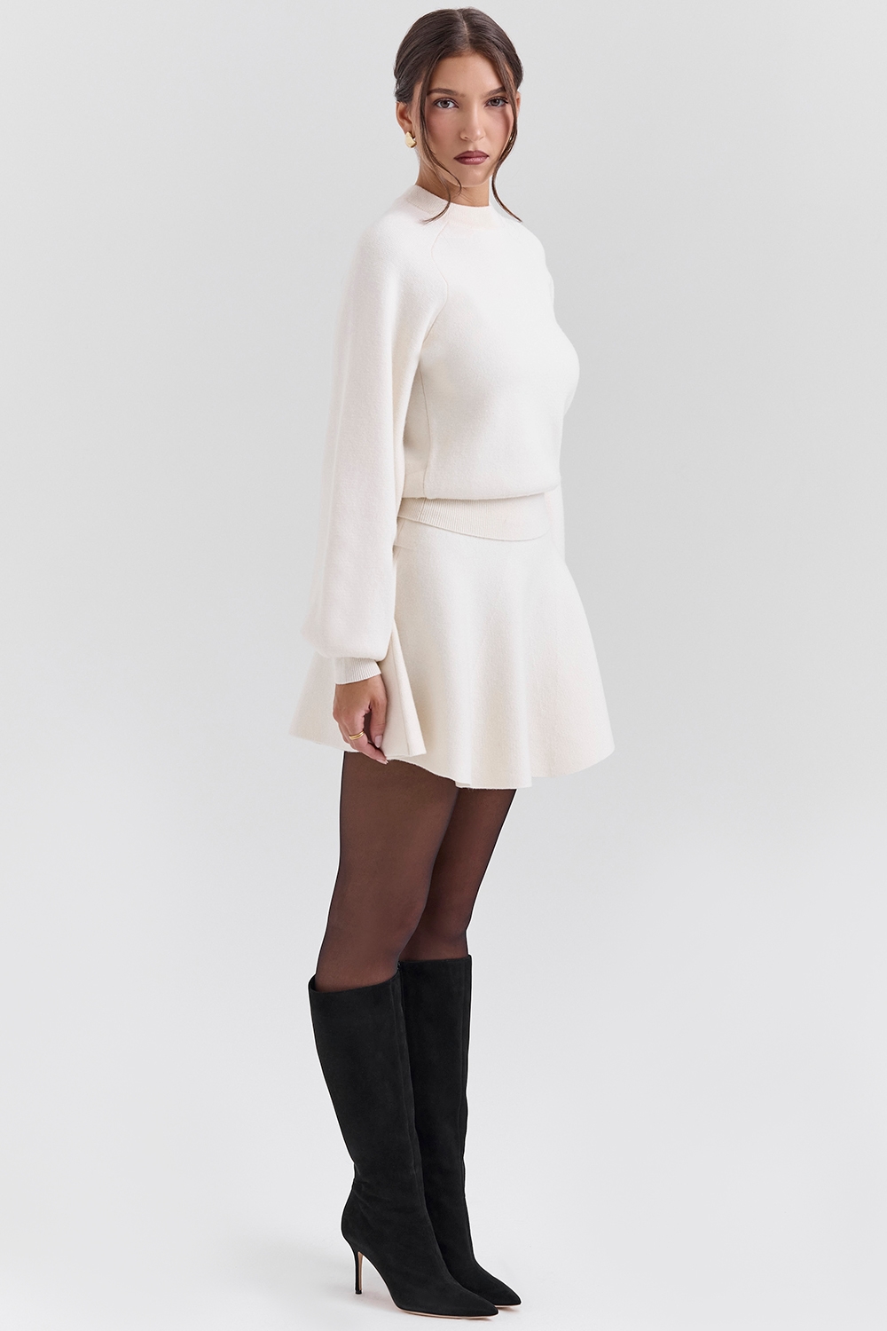 Rosina  Cream Wool Cashmere Flounce Mini Skirt — image 5