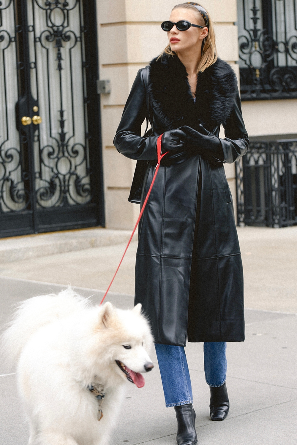 Marcel  Black Faux Fur Trimmed Vegan Leather Coat — image 2