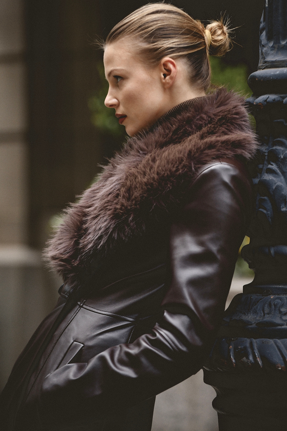 Marcel  Brown Faux Fur Trimmed Vegan Leather Coat — image 11