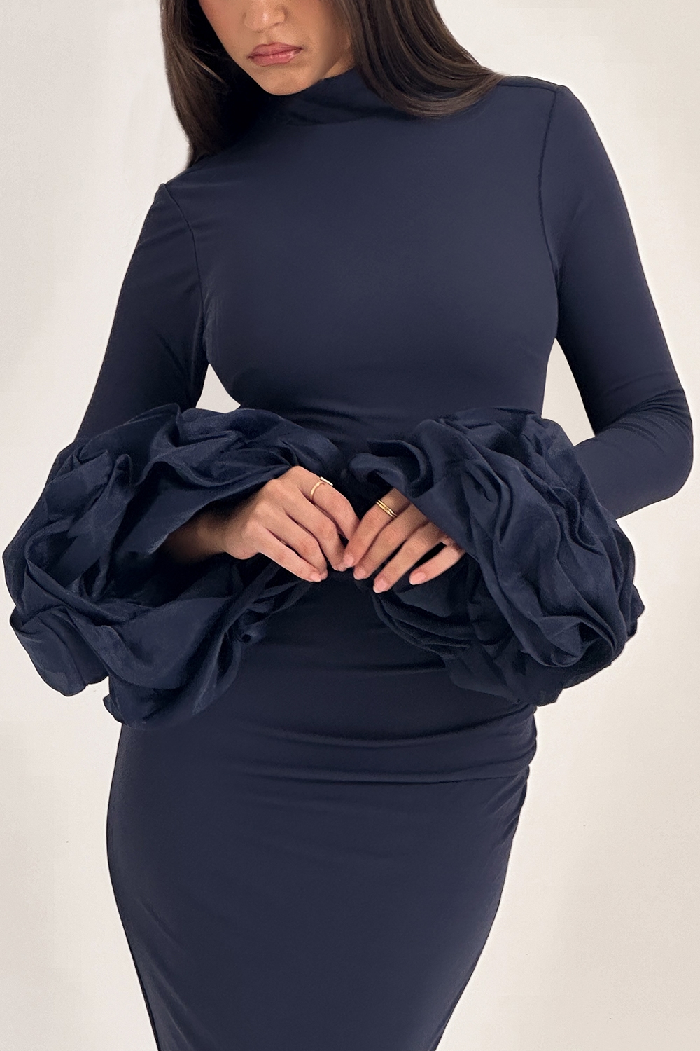 Fabienne  Midnight Ruffle Sleeve Maxi Dress — image 9