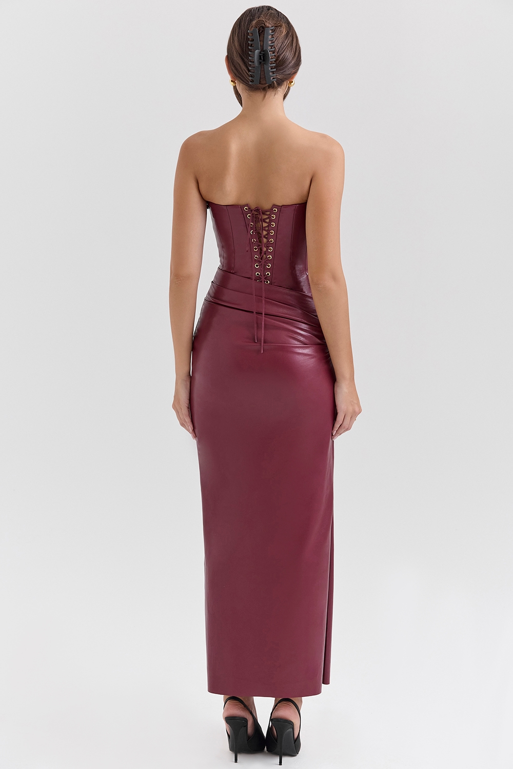 Juliana  Cabernet Vegan Leather Midi Dress — image 7