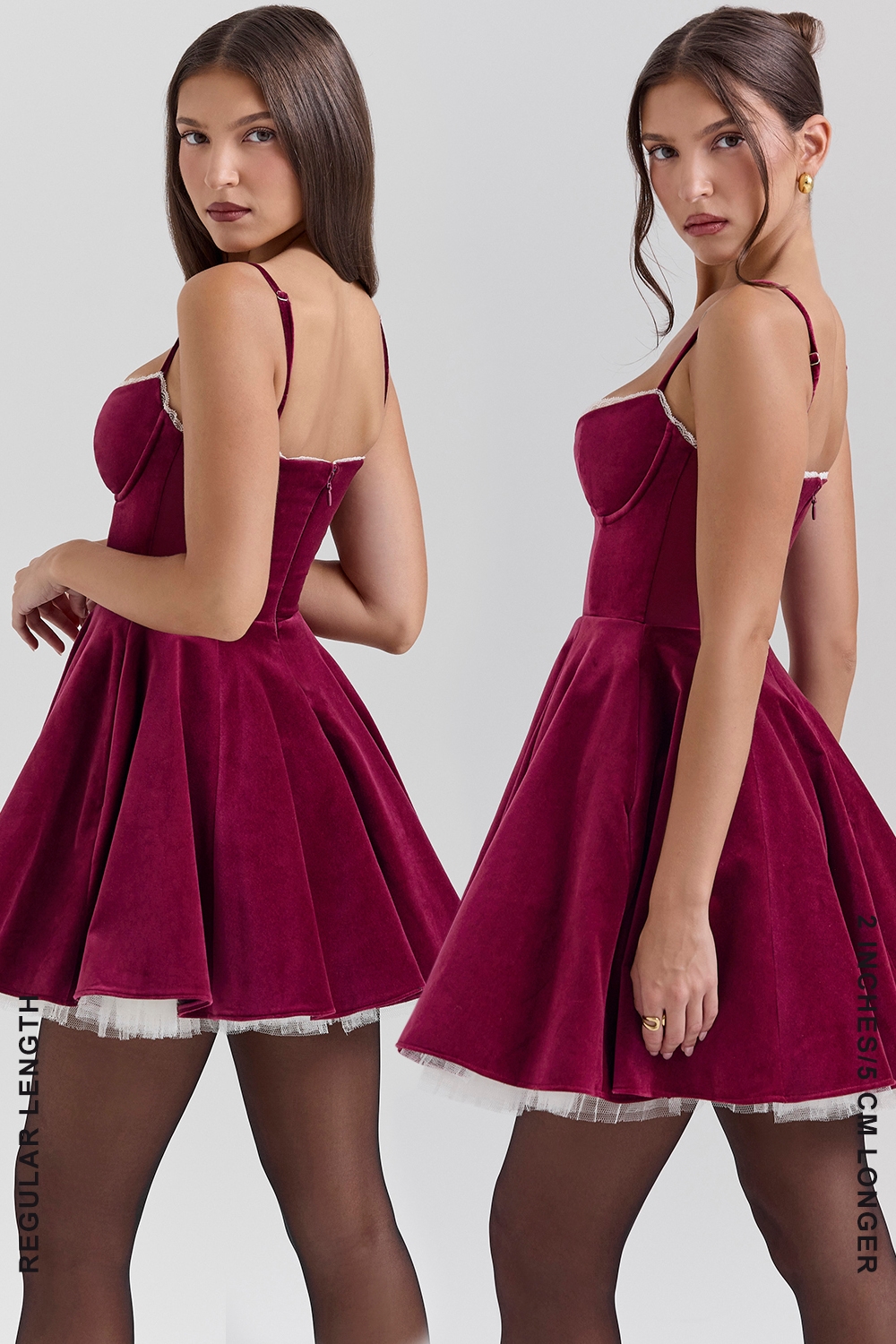 Minimoiselle  Burgundy Velvet Tulle Mini Dress — image 9