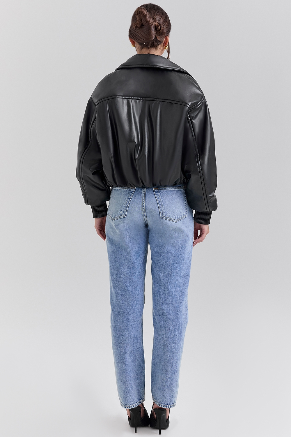 Sante  Black Vegan Leather Bomber Jacket — image 9