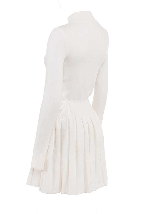 Willow  White Cashmere Blend Pleated Skated Mini Dress — image 9