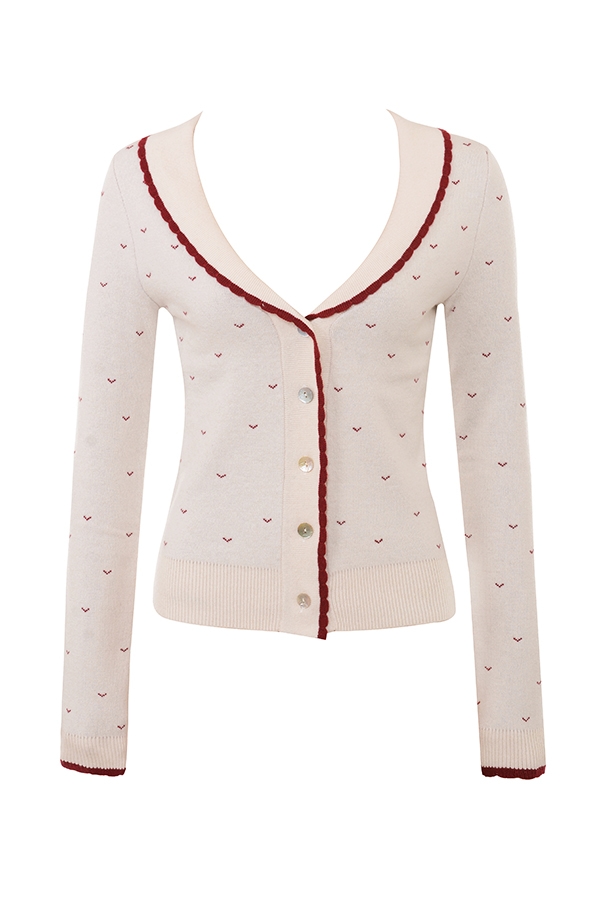 Marla  Ivory Cashmere Blend Trimmed Cardigan — image 9