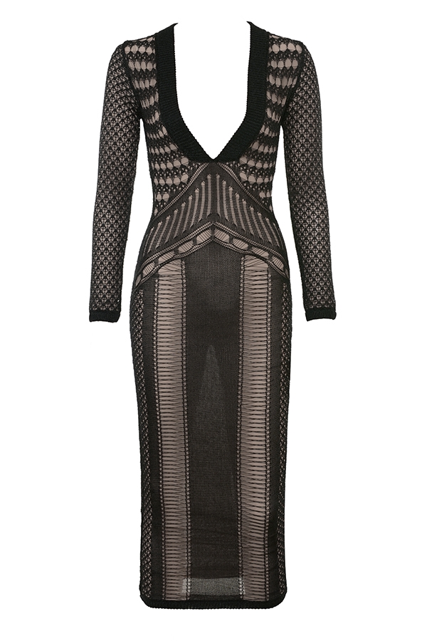 Loula  Black Plunge Midi Dress — image 12
