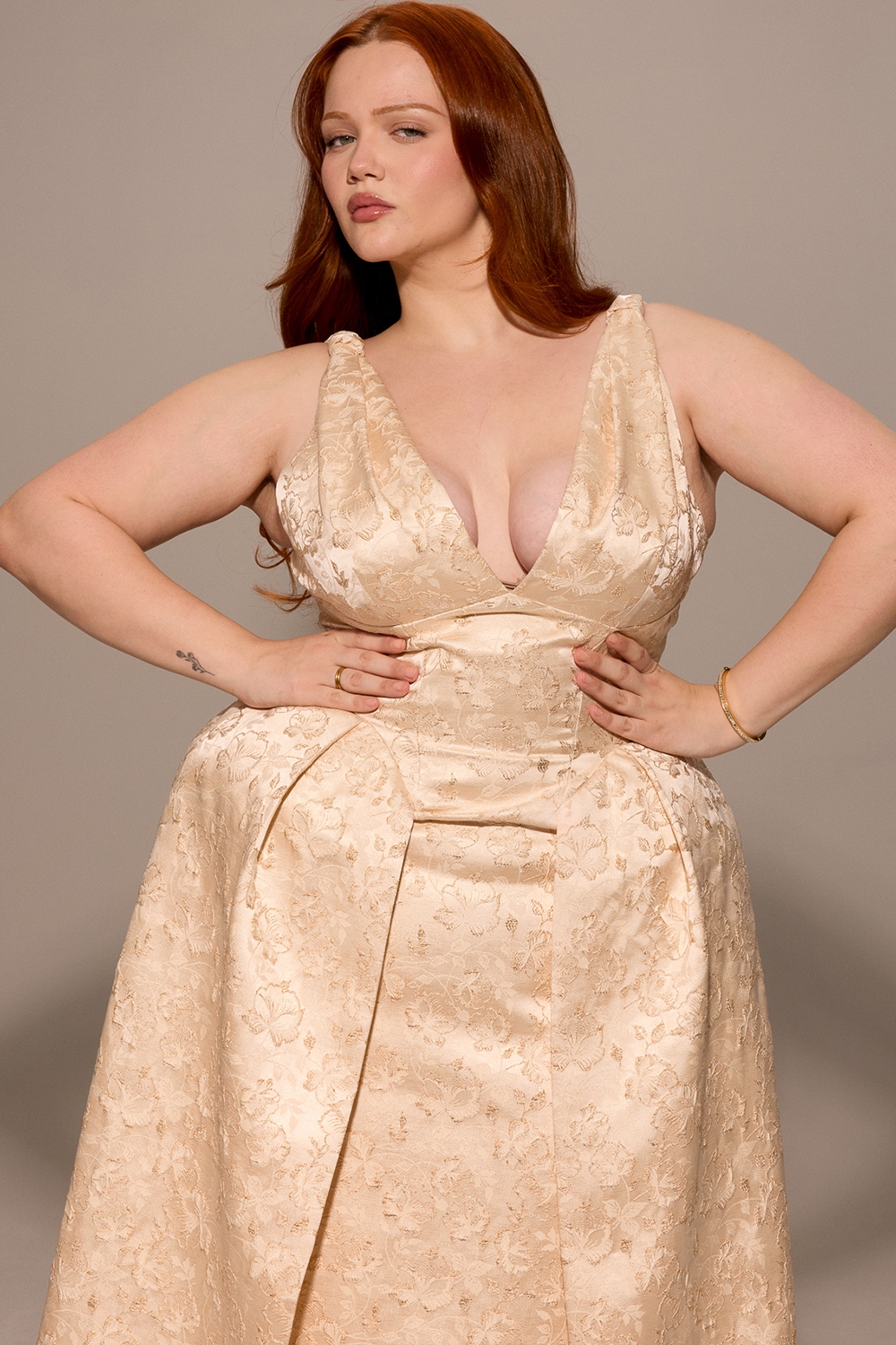 Paloma  Ivory Metallic Jacquard Midi Dress — image 10