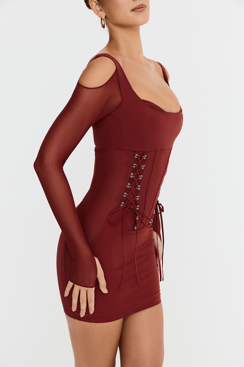 Mistress Rocks Dark Cherry Lace Up Corset Mini Dress - SALE — image 7