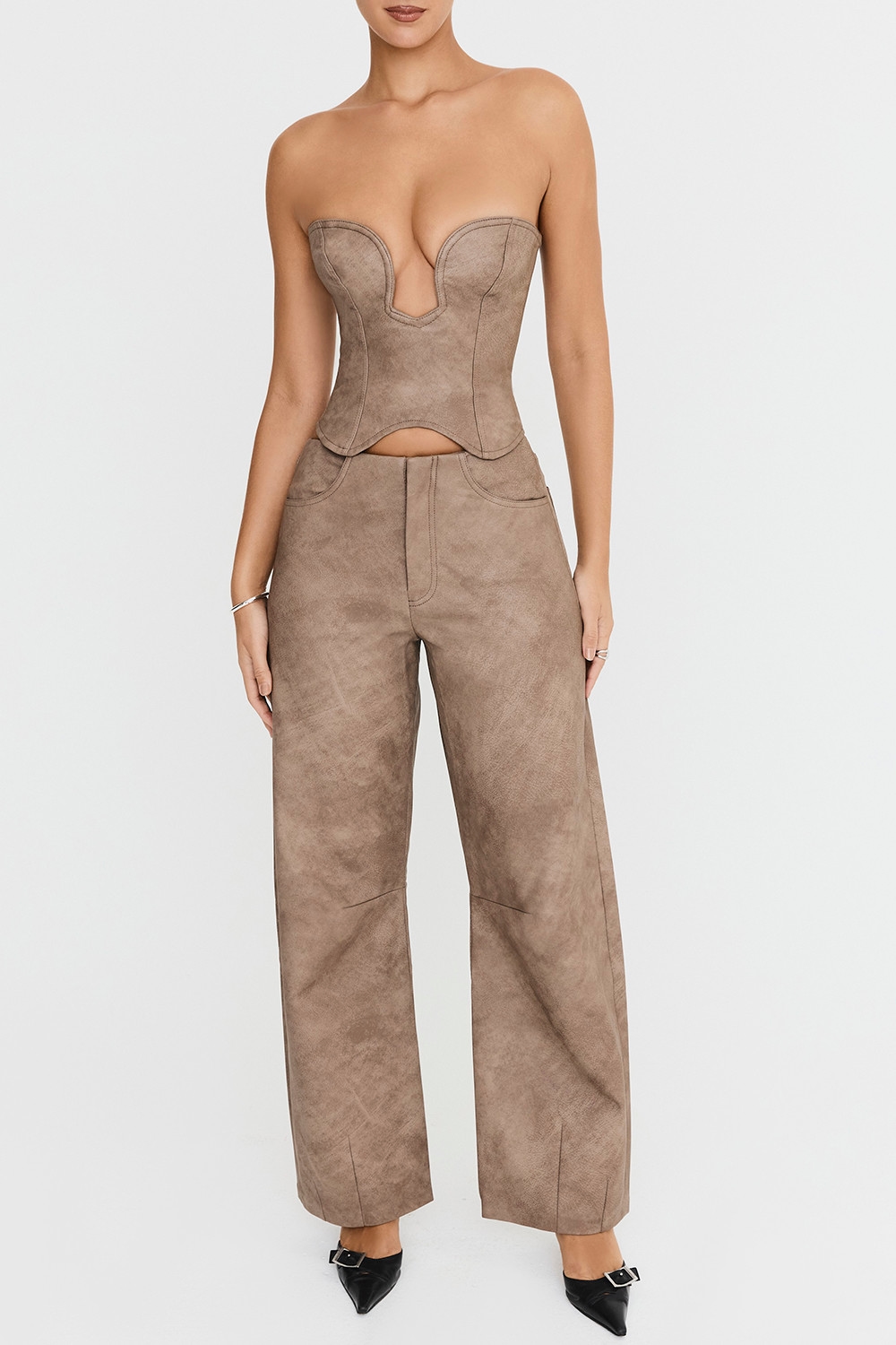 Mistress Rocks Mocha Vegan Leather Balloon Trousers - SALE — image 3