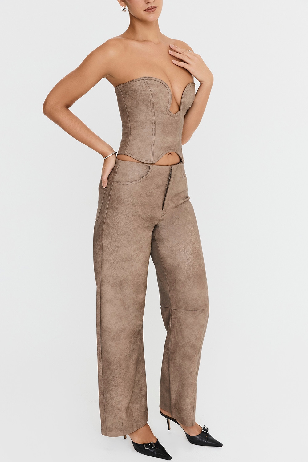 Mistress Rocks Mocha Vegan Leather Balloon Trousers - SALE — image 7