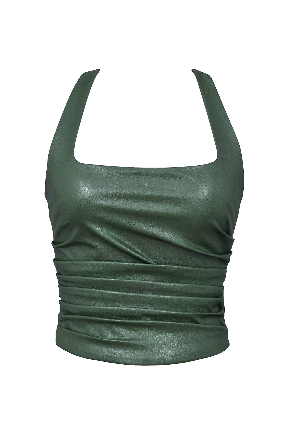 Mistress Rocks Evergreen Vegan Leather Gathered Top - SALE — image 8
