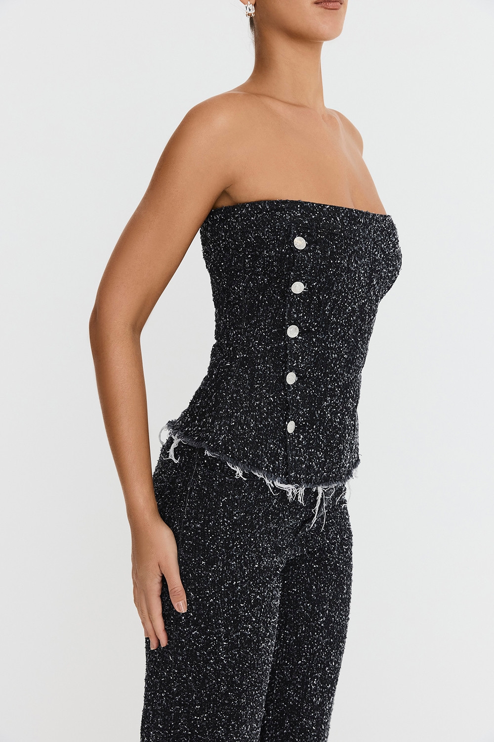 Mistress Rocks Distressed Black Denim Strapless Top - SALE — image 5