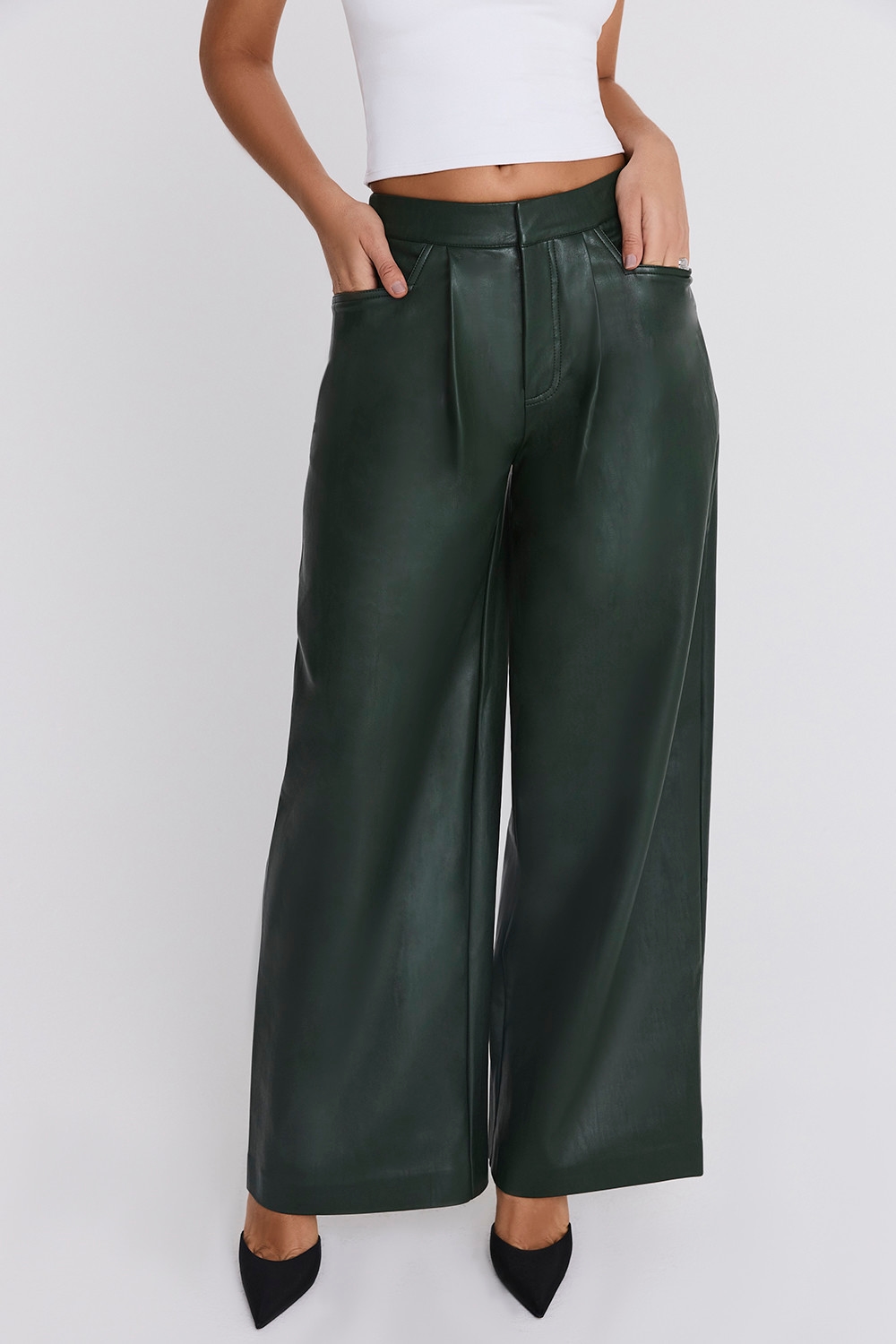 Mistress Rocks Evergreen Vegan Leather Darted Trousers - SALE — image 4