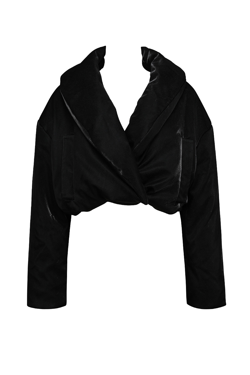Mistress Rocks Black Vegan Leather Cropped Puffer Jacket - SALE — image 6