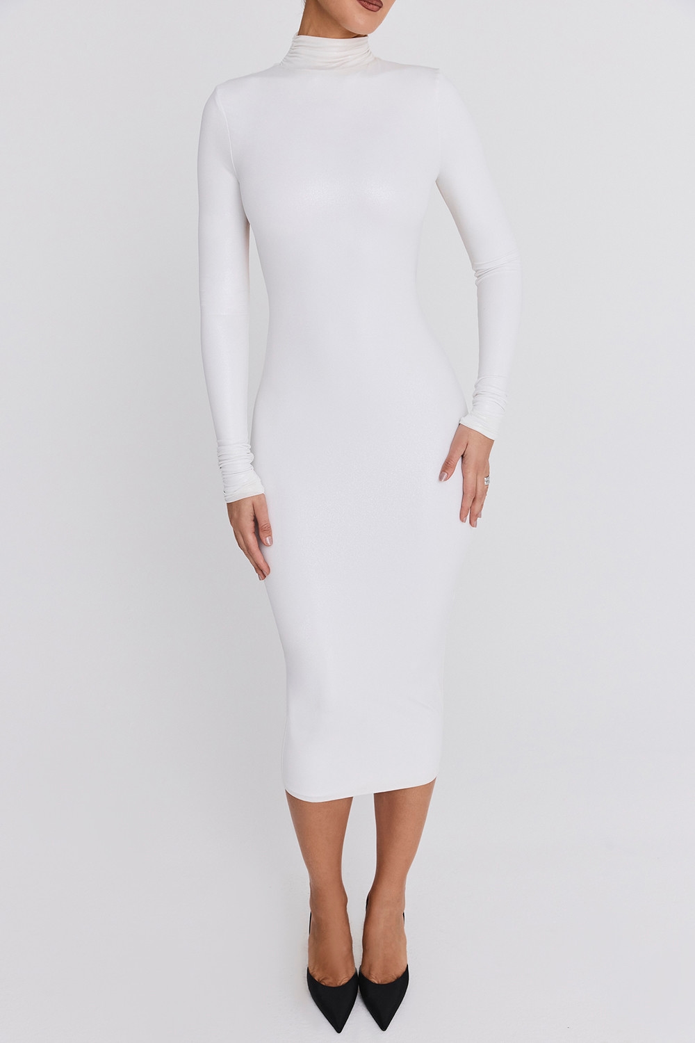 Mistress Rocks White Glitter Jersey Open Back Midi Dress - SALE — image 2