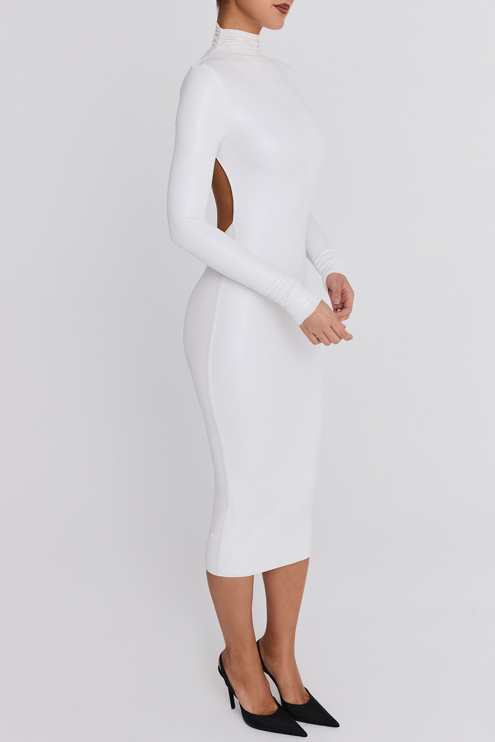 Mistress Rocks White Glitter Jersey Open Back Midi Dress - SALE — image 3