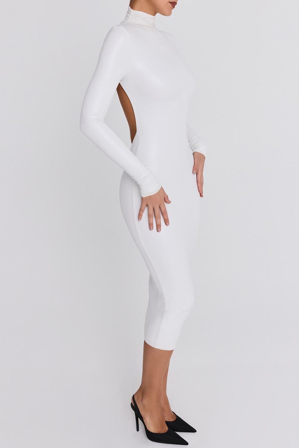Mistress Rocks White Glitter Jersey Open Back Midi Dress - SALE — image 4