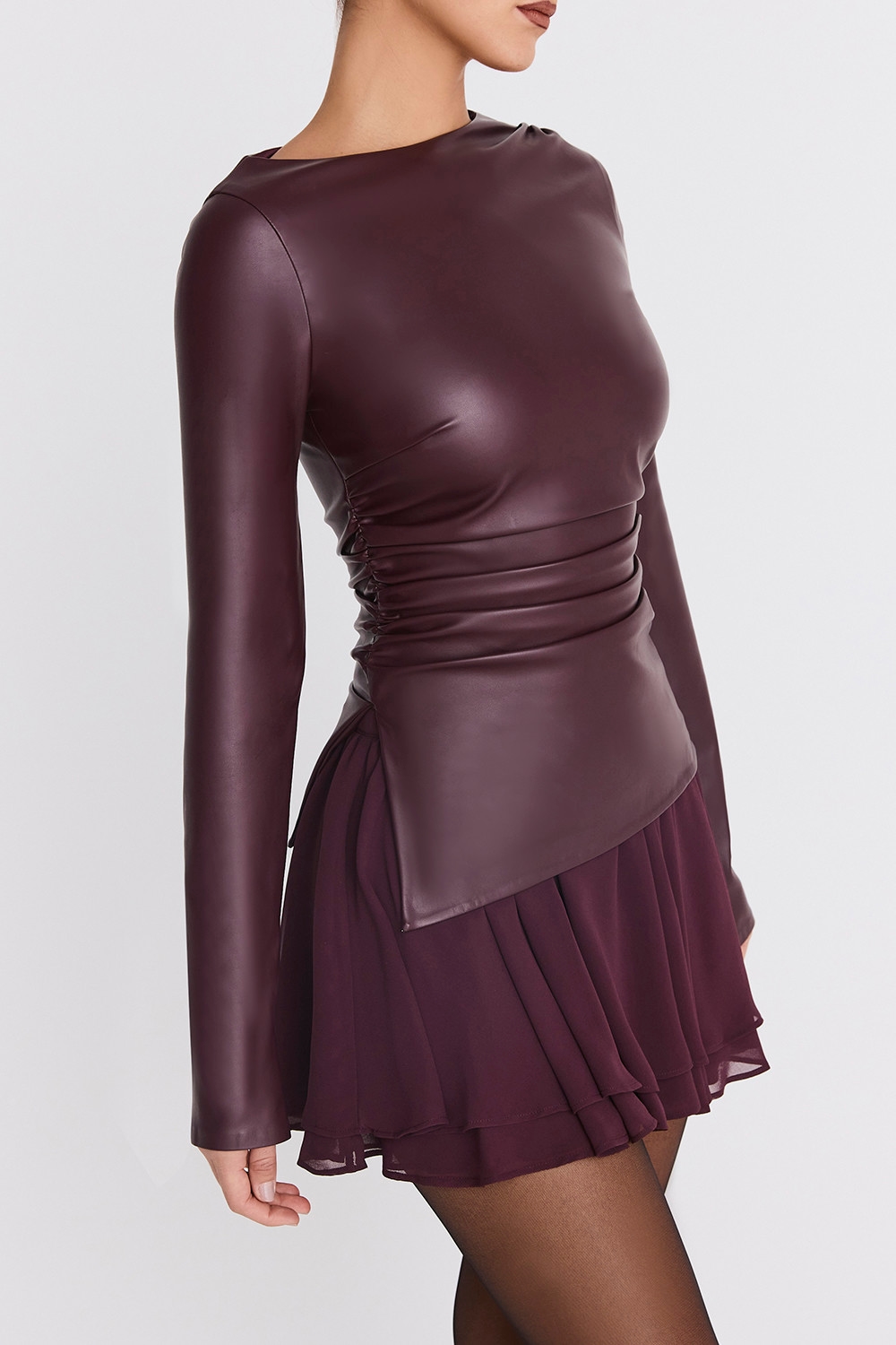 Mistress Rocks Dark Plum Floaty Layered Mini Skirt - SALE — image 2