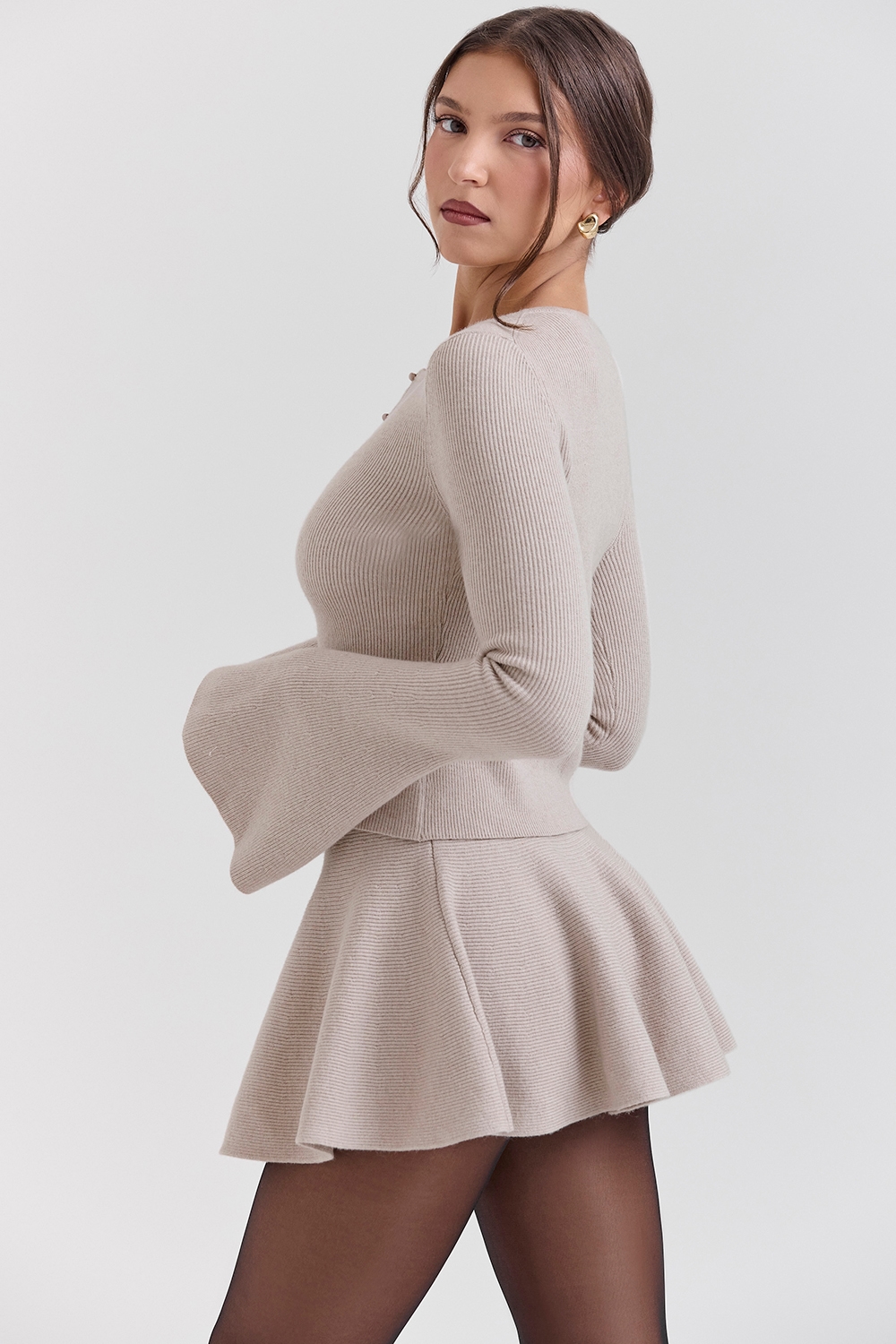Aster  Biscuit Wool Cashmere Long Sleeve Cardigan — image 5