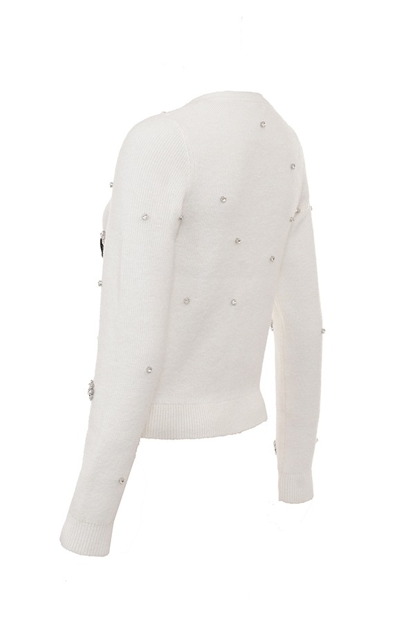 Beaubella  Ivory Soft Mohair Embellished Cardigan — image 9