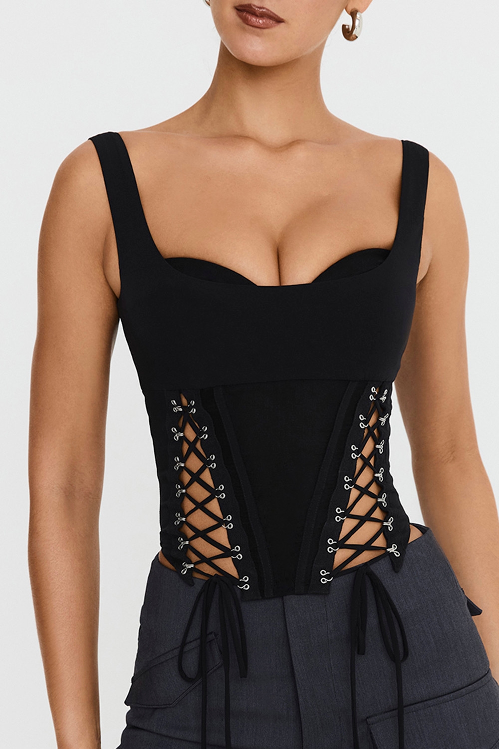 Mistress Rocks Black Lace Up Corset Top - SALE