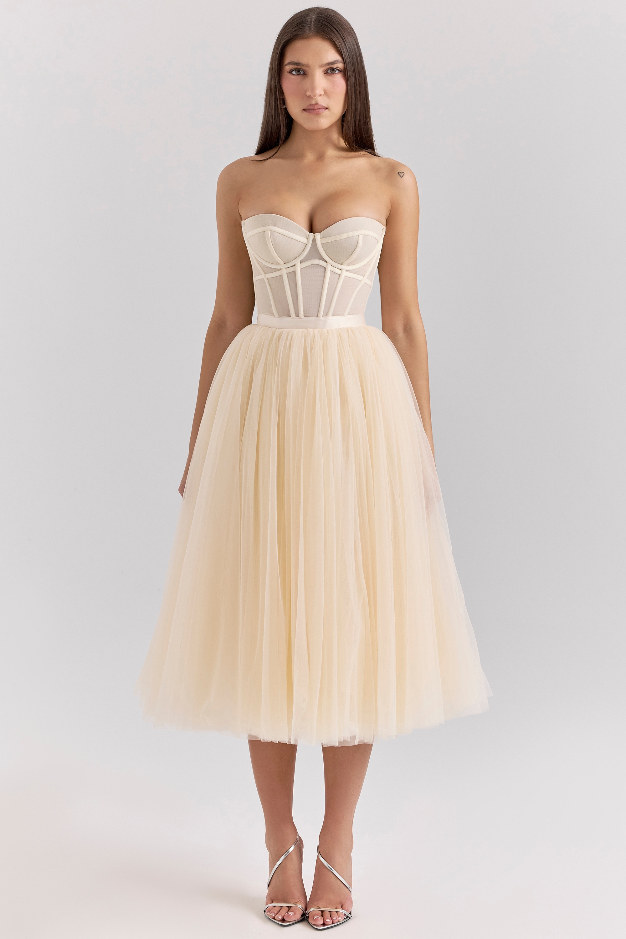 Darling  Vintage Cream Tulle Midi Dress — image 1