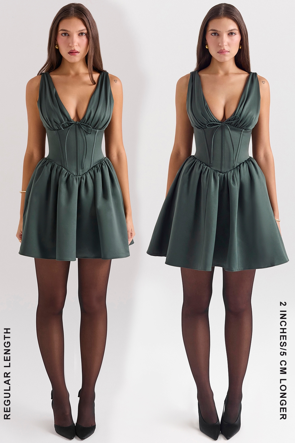 Emmeliette  Forest Green Satin Mini Dress — image 7
