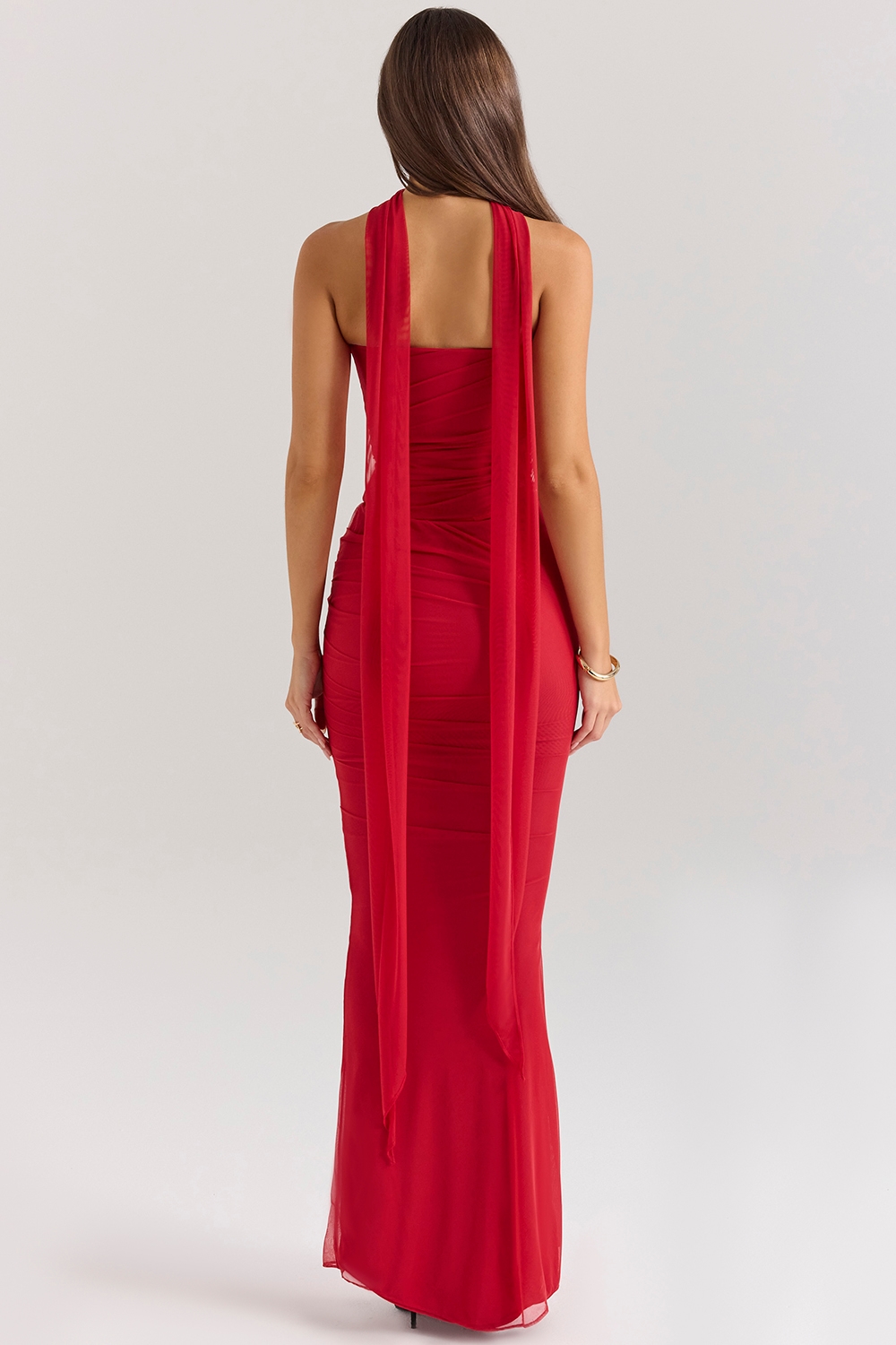 Cassidy  Holly Red Mesh Maxi Skirt with Fluted Hem — image 6
