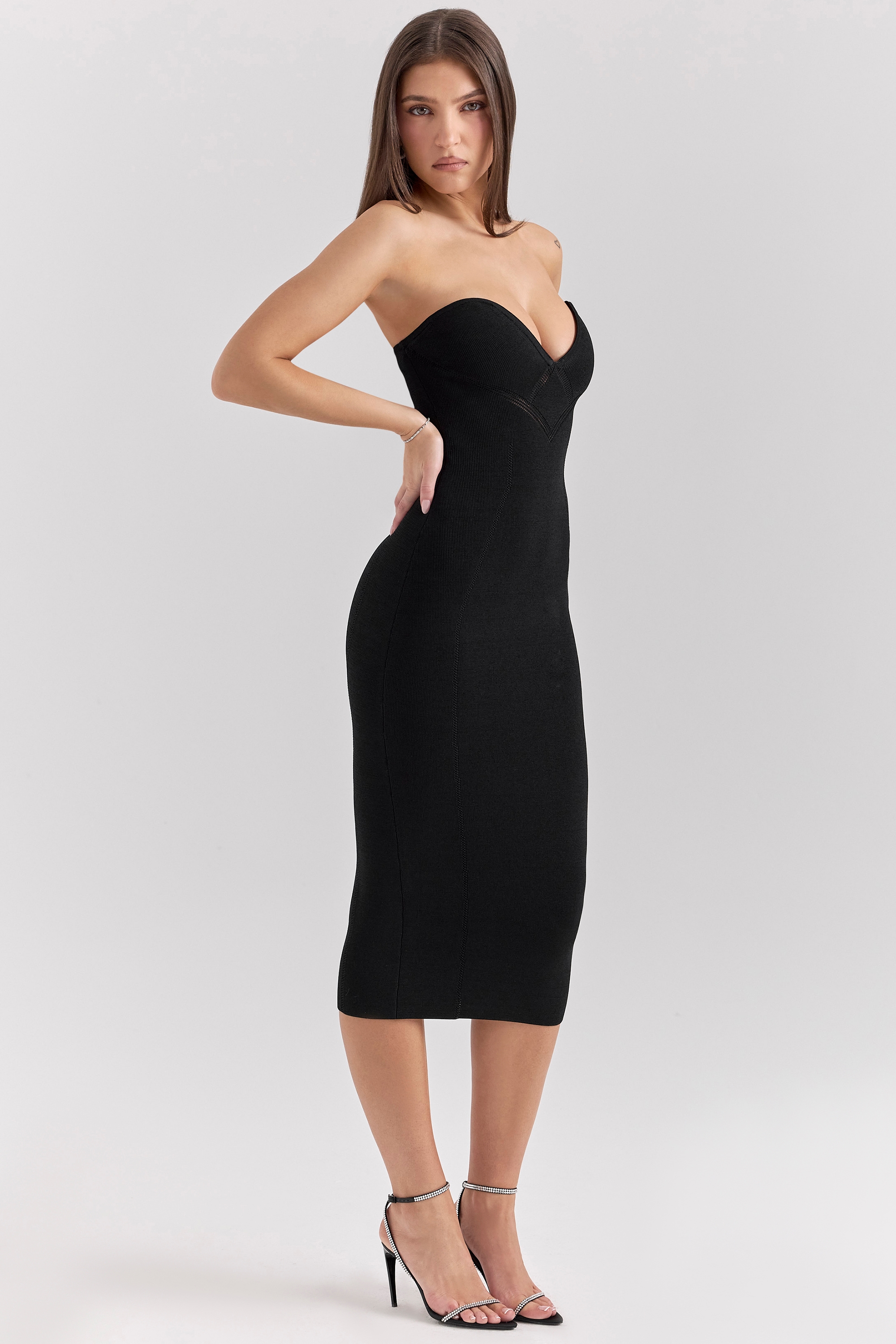 Magdalena  Black Strapless Midi Dress — image 6
