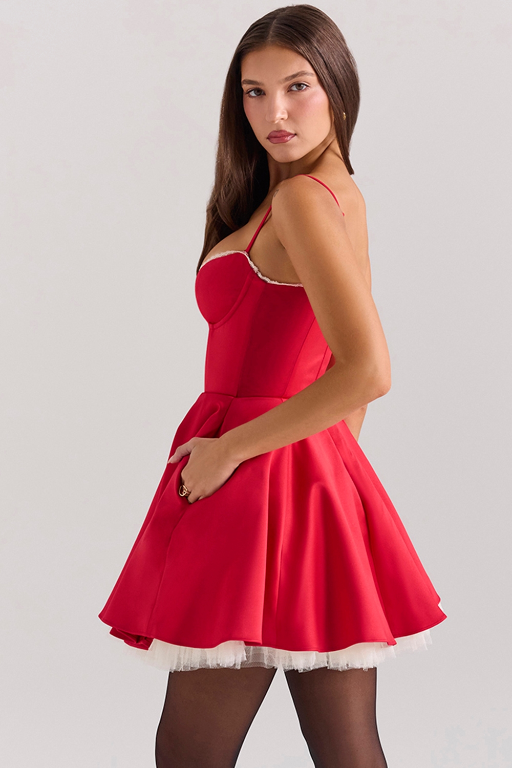 Minimoiselle  Holly Red Satin Tulle Mini Dress — image 5