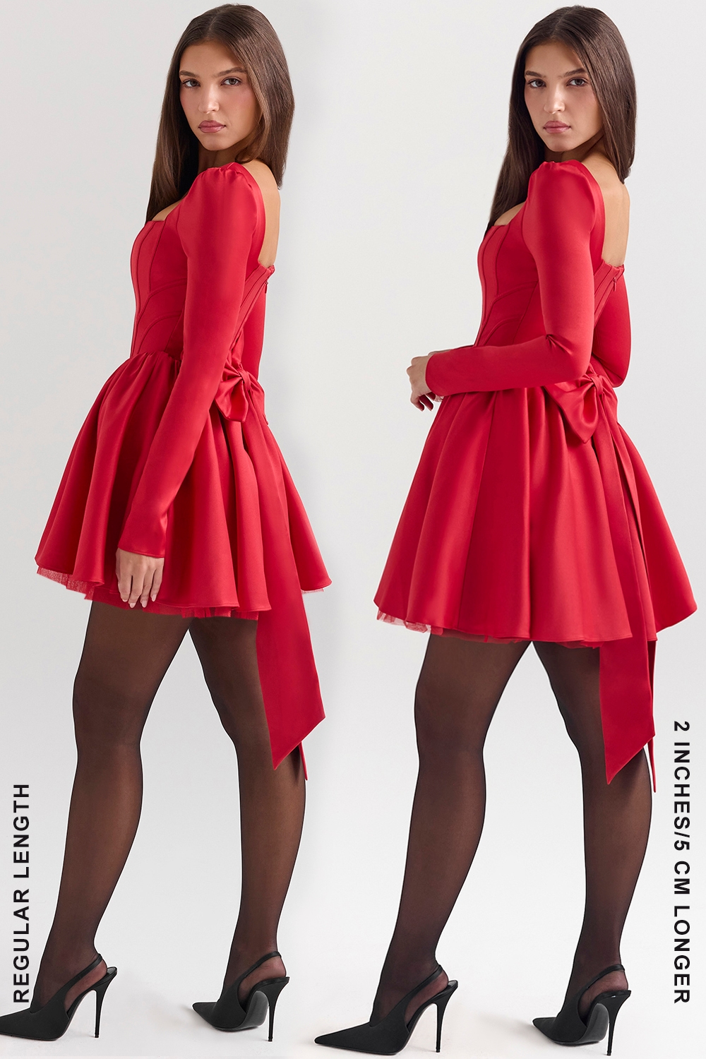 Nina  Holly Red Removable Bow Tulle Mini Dress — image 12